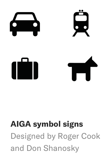 AIGA symbol signs, designed by Roger Cook and Don Shanosky