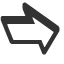 rightwards-front-tilted-shadowed-white-arrow icon