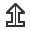 upwards-white-arrow-on-pedestal-with-vertical-bar icon